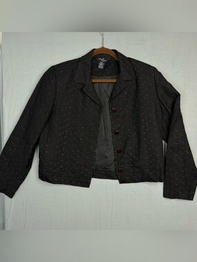 Jennifer & Grace Linen Blend Embroidered Cropped Jacket Blazer Size 10